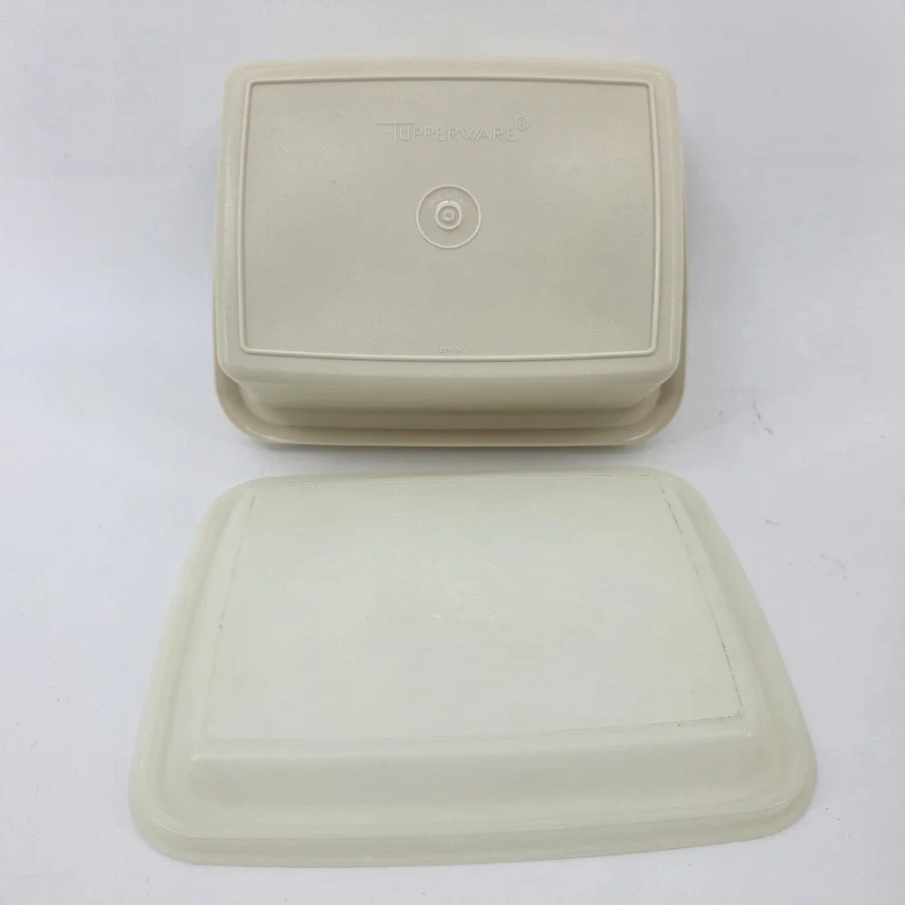 Vintage Tupperware Ice Cream Keeper Freeze N Save Container with Lid Beige 1254